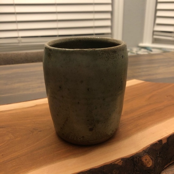 Rustic Green and Brown Ceramic Vase - Picture 2 of 7